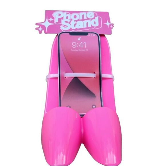 NWT Barbie Pink Heels Plastic Phone Stand Decor - Picture 1 of 3